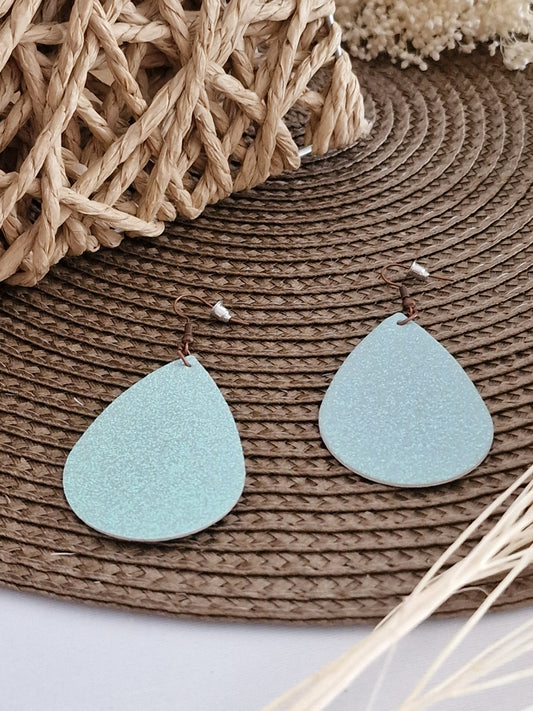 Notre Collection de Bijoux - Boucle d'Oreille Bleu Turquoise Pailletée