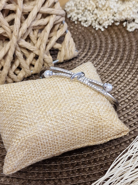Notre Collection de Bijoux - Bracelet Argenté Perle Blanche