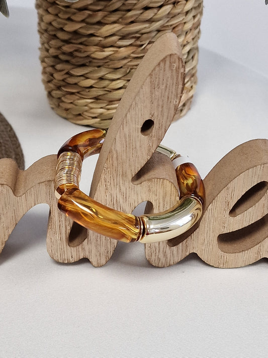 Notre Collection de Bijoux - Bracelet Jonc Doré Marron