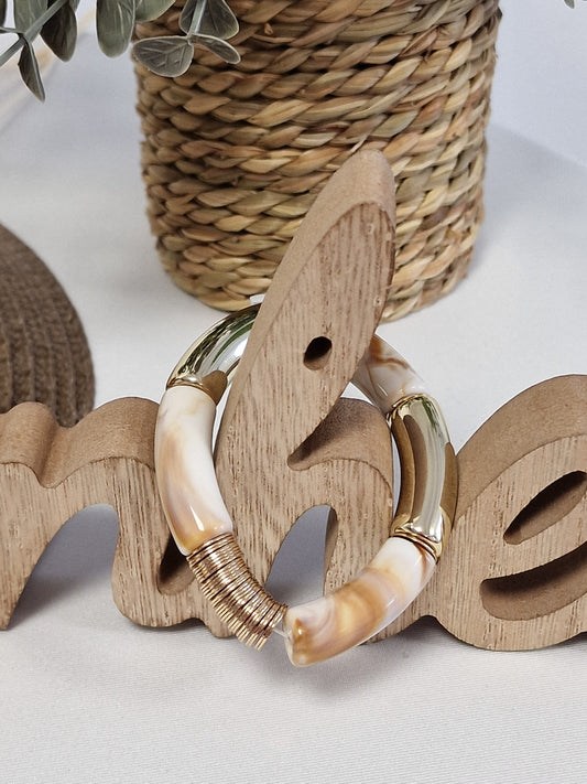 Notre Collection de Bijoux - Bracelet Jonc Doré Beige