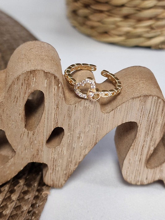 Notre Collection de Bijoux - Bague Cœur à Strass Doré