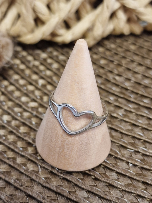 Notre Collection de Bijoux - Bague Ado Cœur Argenté