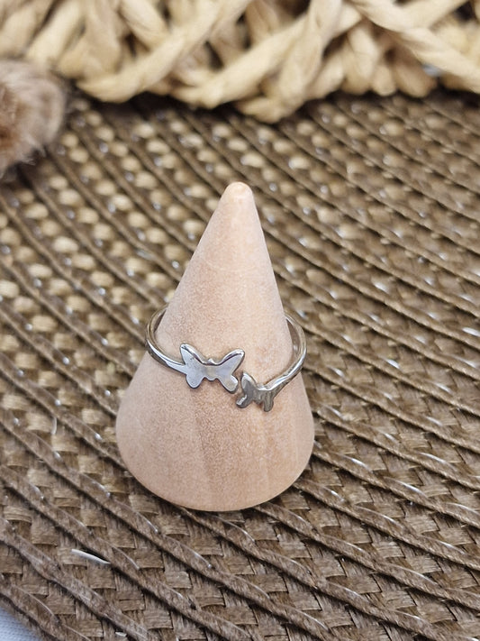 Notre Collection de Bijoux - Bague Ado Papillon Argenté