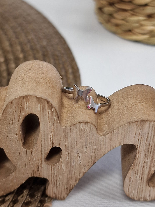 Notre Collection de Bijoux - Bague Ado Papillon Argenté