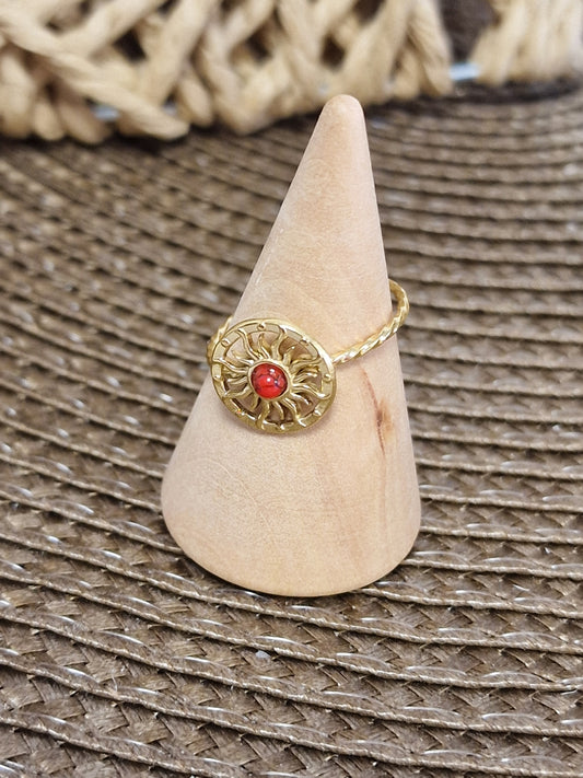 Notre Collection de Bijoux - Bague Grec Doré Rouge