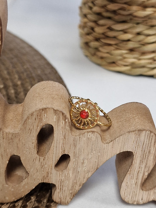 Notre Collection de Bijoux - Bague Grec Doré Rouge