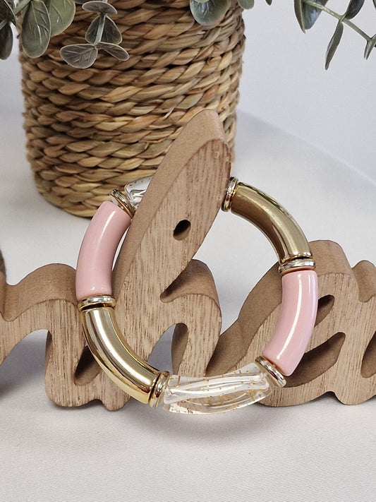 Notre Collection de Bijoux - Bracelet Jonc Rose et Doré