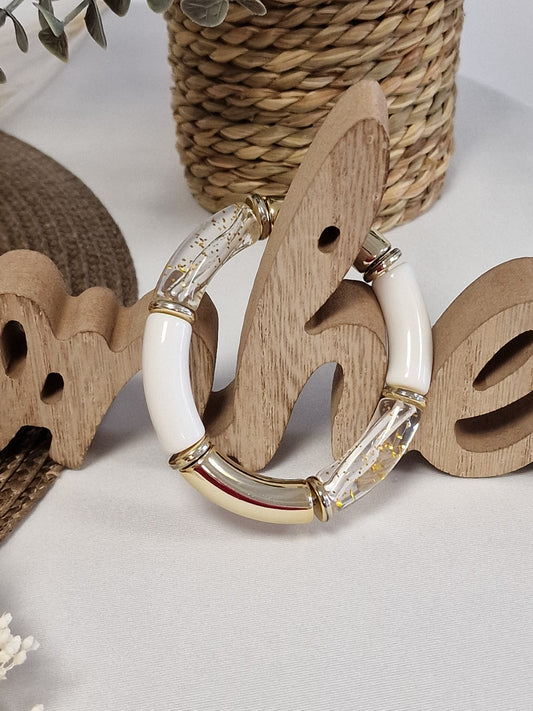 Notre Collection de Bijoux - Bracelet Jonc Blanc et Doré
