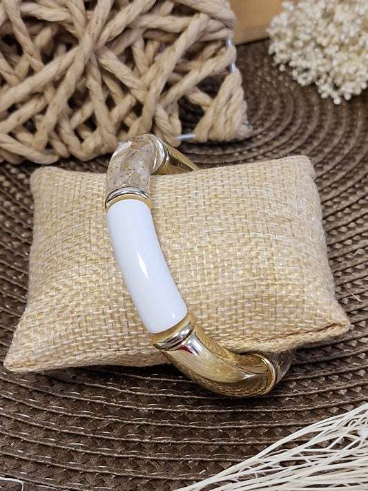Notre Collection de Bijoux - Bracelet Jonc Blanc et Doré