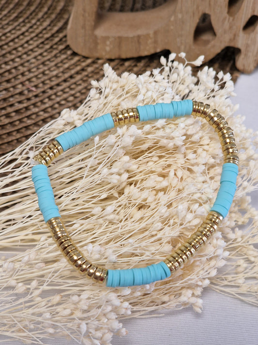 Notre Collection de Bijoux - Bracelet Ado Bohème Doré et Bleu Turquoise