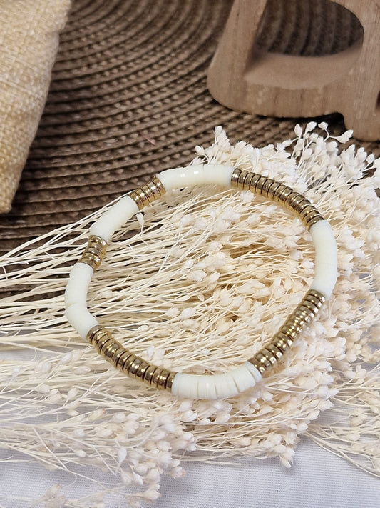 Notre Collection de Bijoux - Bracelet Ado Bohème Ivoire et Doré