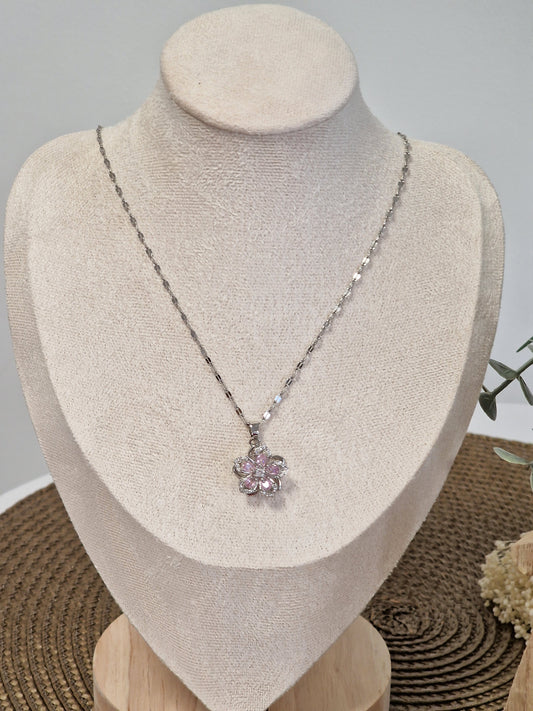 Notre Collection de Bijoux - Pendentif Fleur Rose