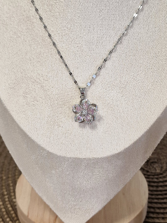 Notre Collection de Bijoux - Pendentif Fleur Rose