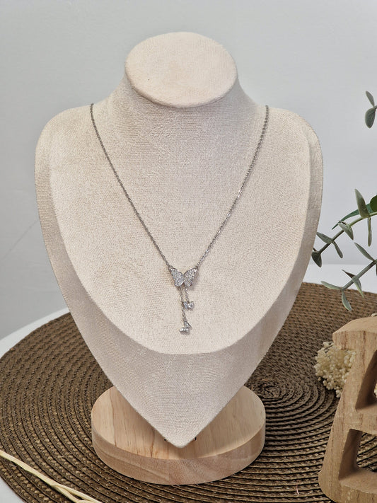 Notre Collection de Bijoux - Pendentif Papillon à Strass