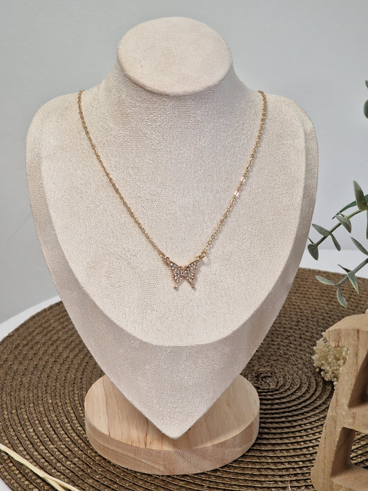 Notre Collection de Bijoux - Pendentif Papillon à Strass