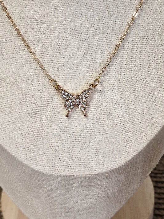 Notre Collection de Bijoux - Pendentif Papillon à Strass