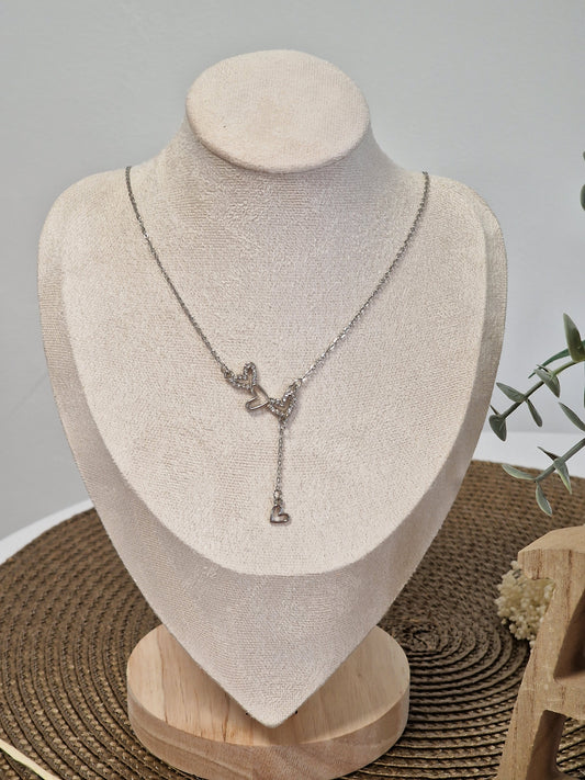 Notre Collection de Bijoux - Pendentif Cœur à Strass Argenté