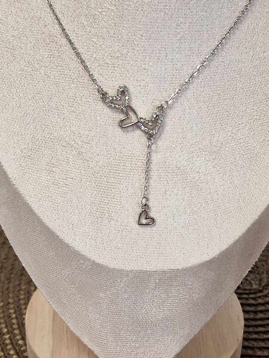 Notre Collection de Bijoux - Pendentif Cœur à Strass Argenté