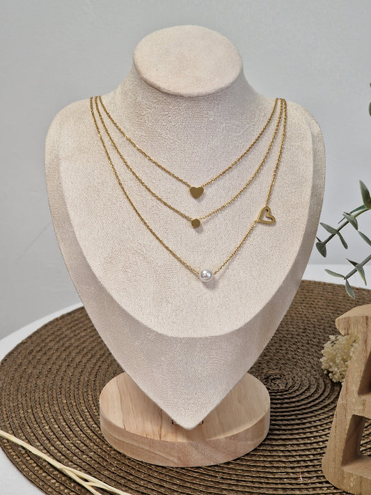 Notre Collection de Bijoux - Pendentif Cœur et Perle Blanche