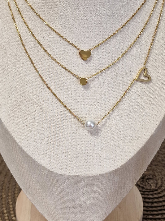 Notre Collection de Bijoux - Pendentif Cœur et Perle Blanche