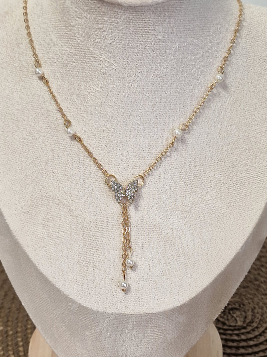 Notre Collection de Bijoux - Pendentif Papillon à Strass