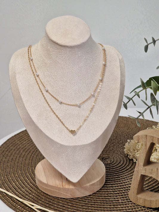 Notre Collection de Bijoux - Pendentif Perle Blanche et Cœur
