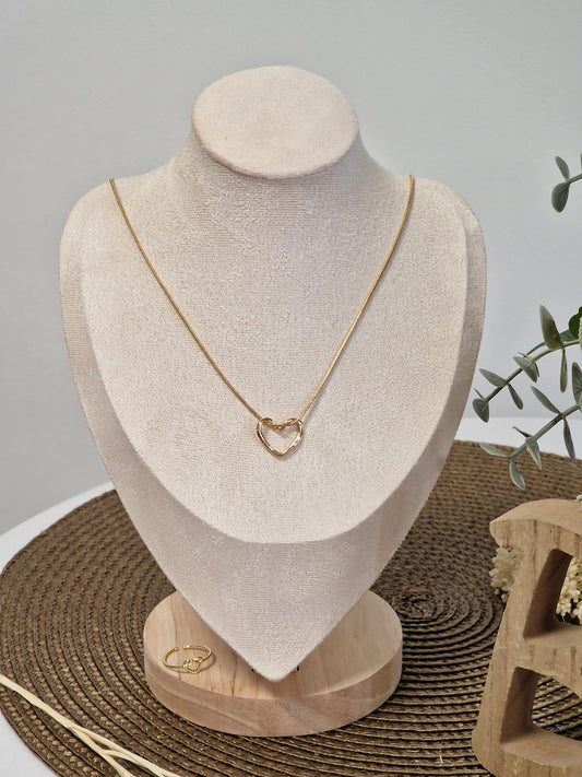 Notre Collection de Bijoux - Parure Pendentif Cœur et Bague Doré