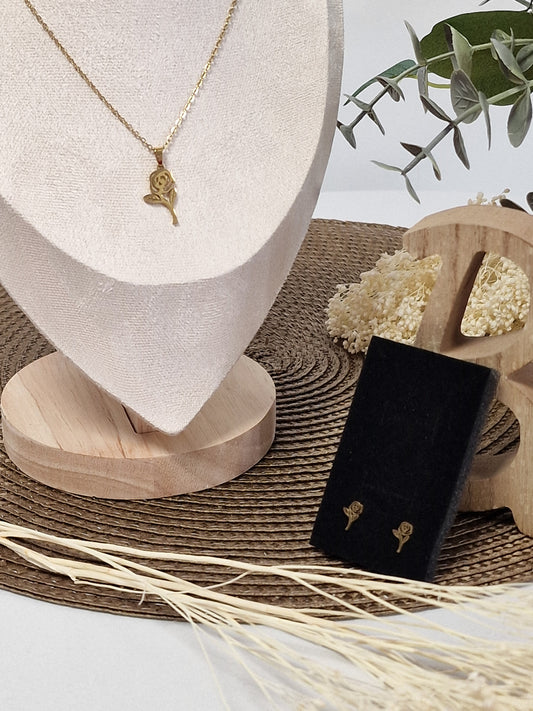 Notre Collection de Bijoux - Parure Pendentif et Boucle Oreille Fleur