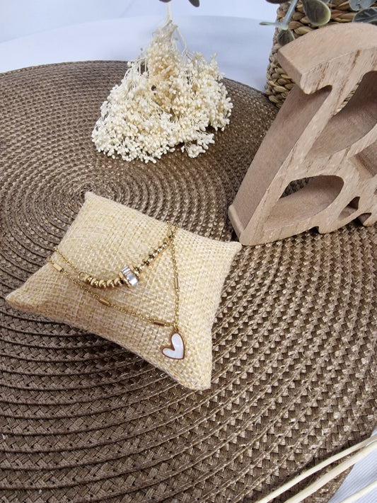 Notre Collection de Bijoux - Bracelet de Cheville Doré Cœur Ivoire
