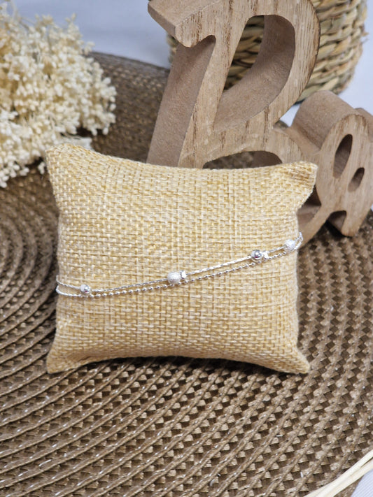 Notre Collection de Bijoux - Bracelet de Cheville Argenté Perlé