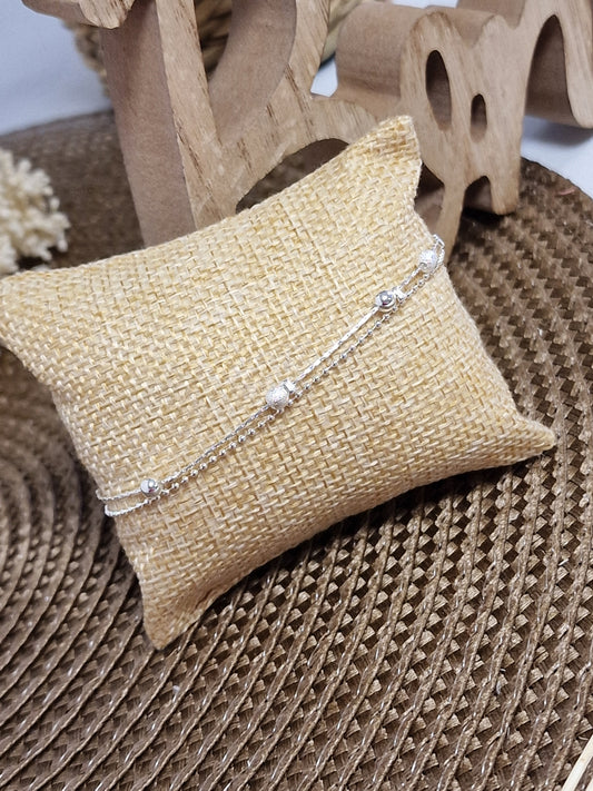 Notre Collection de Bijoux - Bracelet de Cheville Argenté Perlé