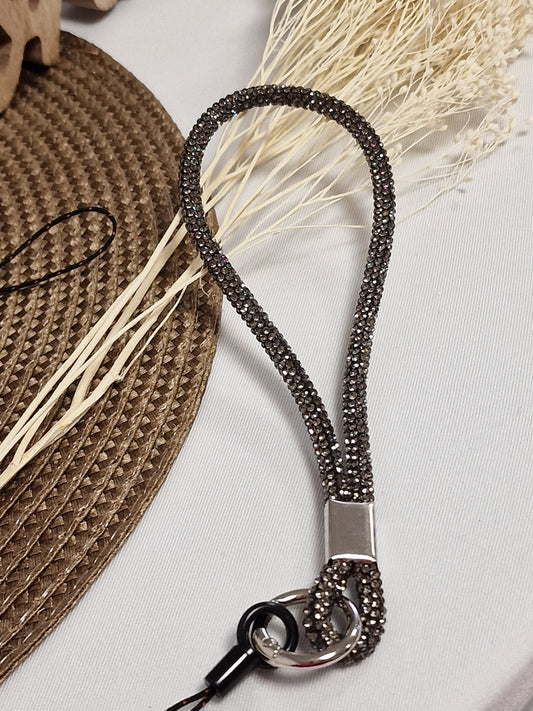 Dragonne Strass Gris Argenté
