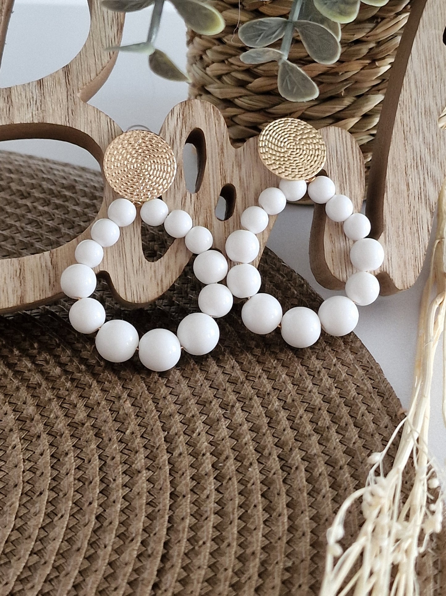 Boucle d'Oreille Pendante Blanche