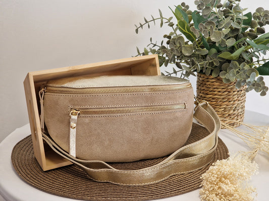 Banane Salomé Cuir Irisé Beige
