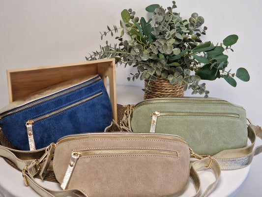 Banane Salomé Cuir Irisé Beige