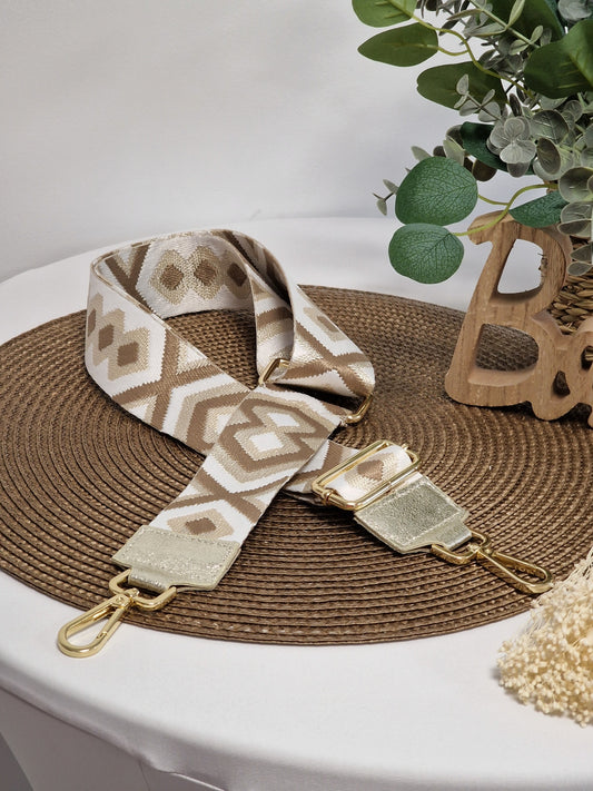 Bandoulière Doré et Beige