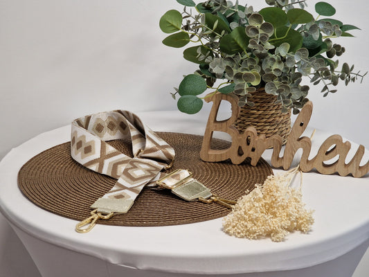 Bandoulière Doré et Beige