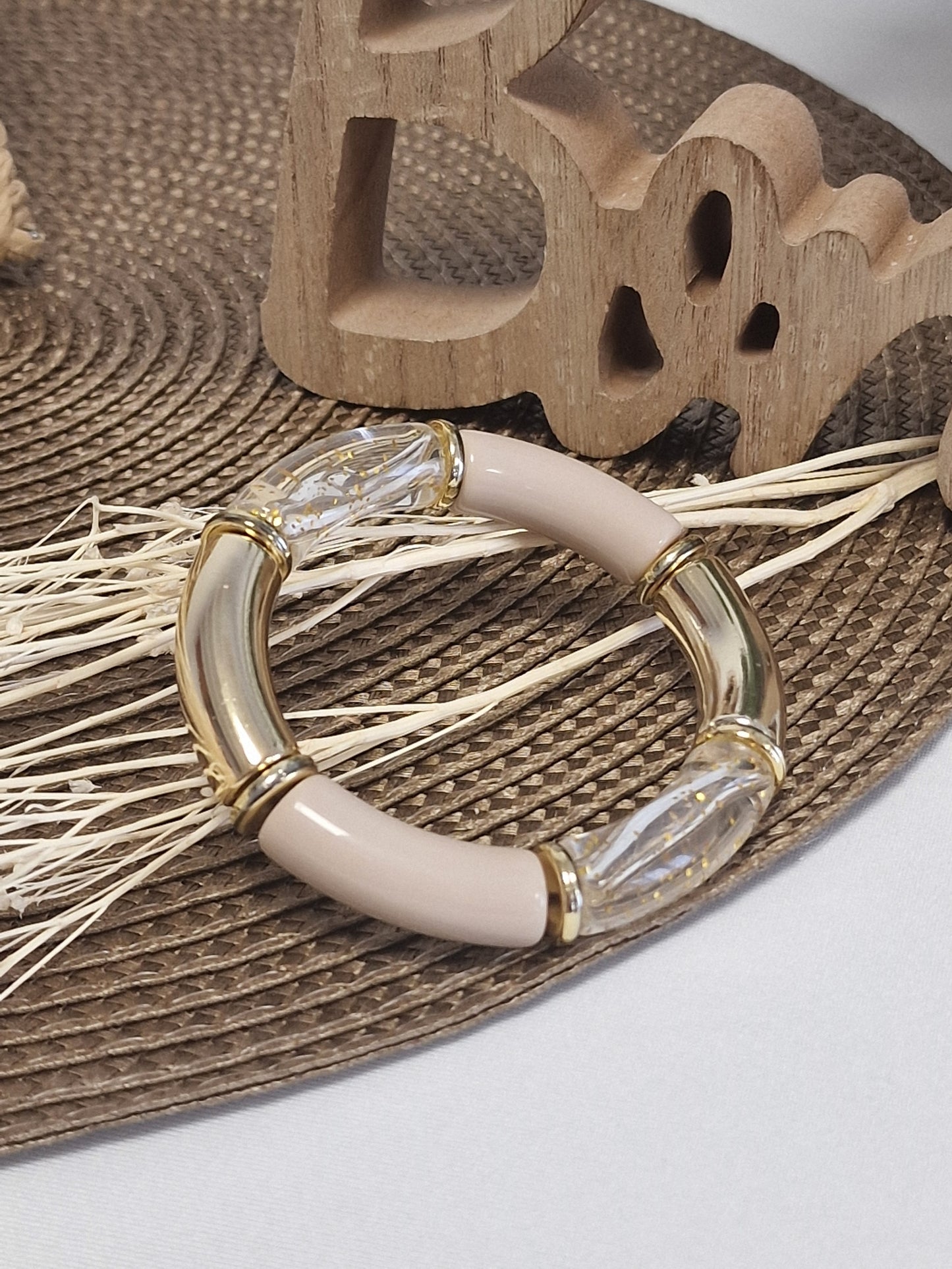 Notre Collection de Bijoux - Bracelet Jonc Doré Beige