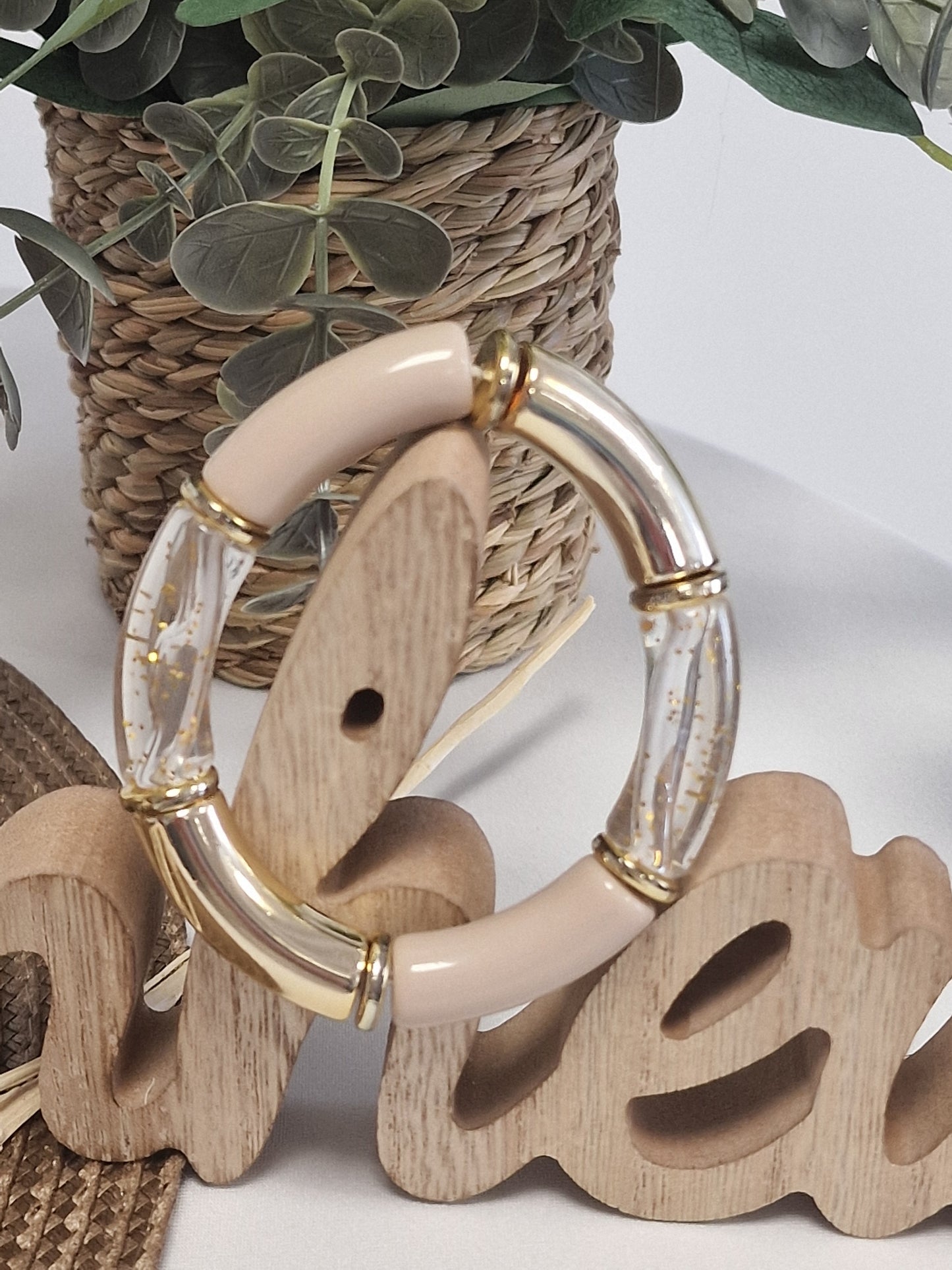 Notre Collection de Bijoux - Bracelet Jonc Doré Beige