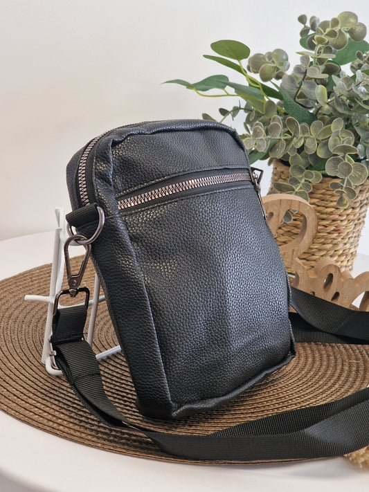 Pochette Homme Décontracté en Cuir Noir