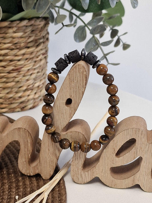 Notre Collection de Bijoux - Bracelet Masculin Perle Naturelle Marron Noir