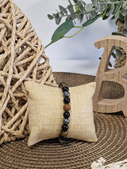 Notre Collection de Bijoux - Bracelet Masculin Perle Naturelle Multicolore Marron