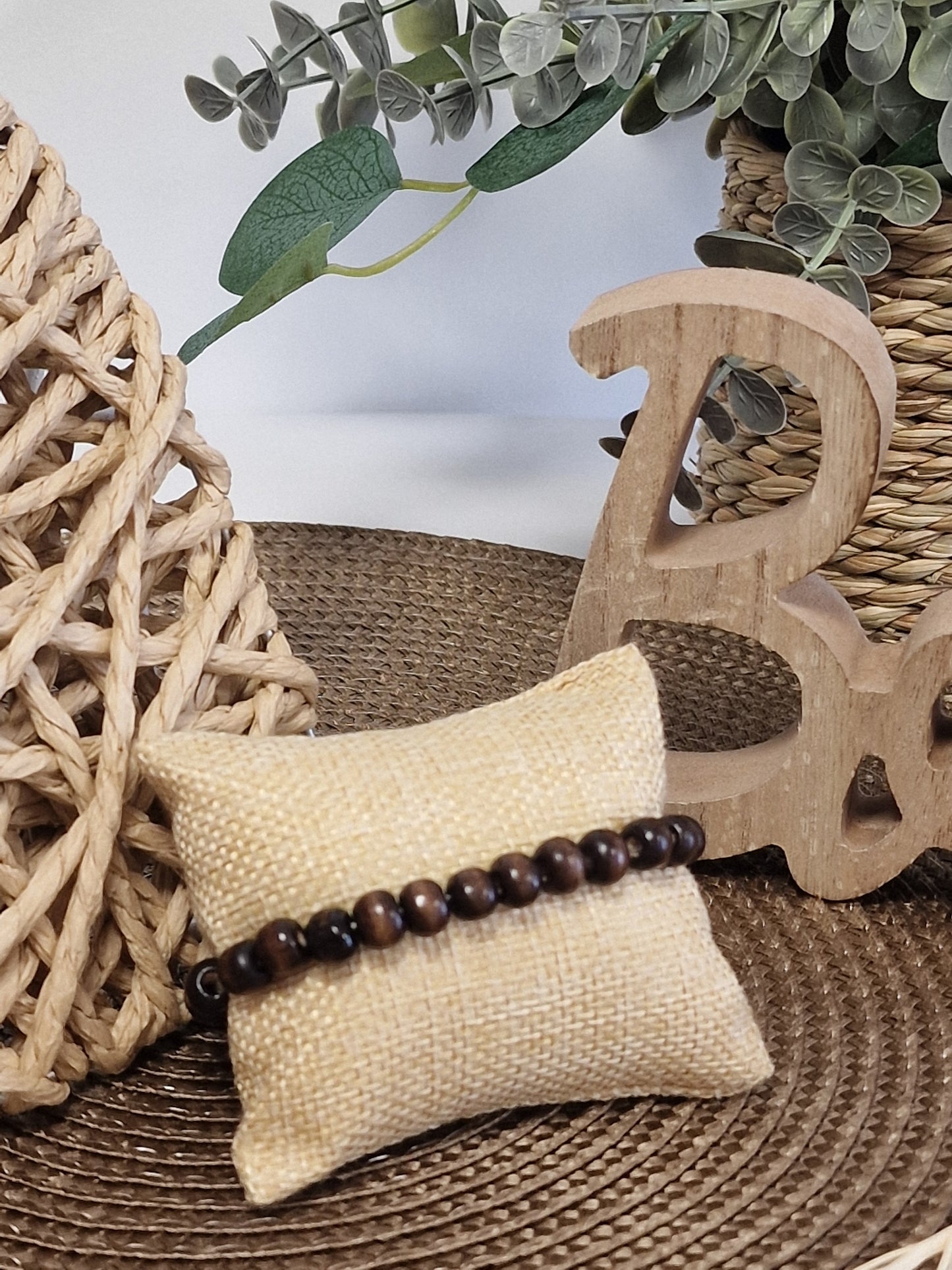 Notre Collection de Bijoux - Bracelet Masculin Forme Boule en Bois