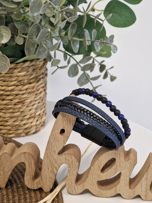 Notre Collection de Bijoux - Bracelet Masculin tressé Bleu Marine