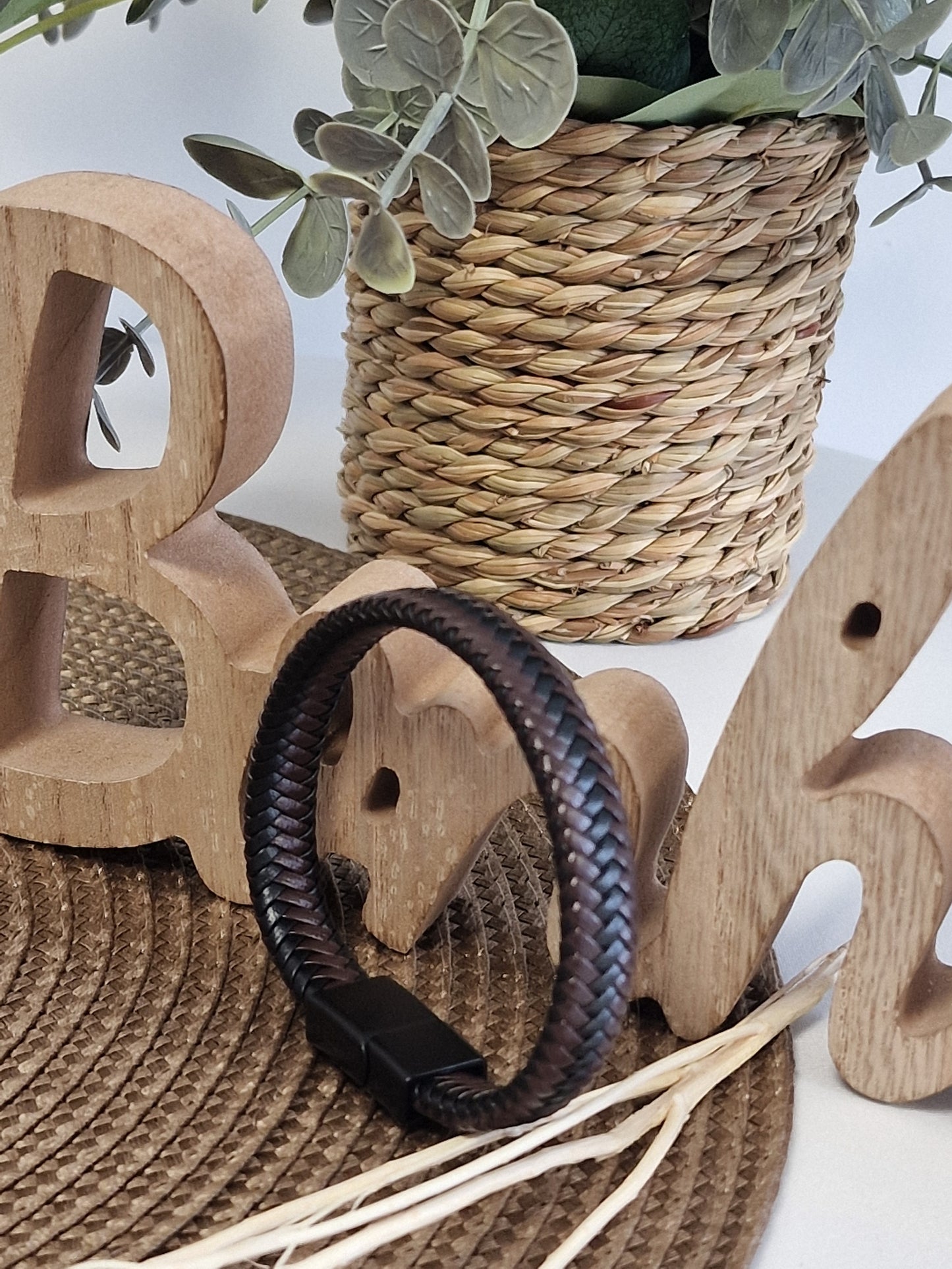 Notre Collection de Bijoux - Bracelet Masculin Tressé Tabac