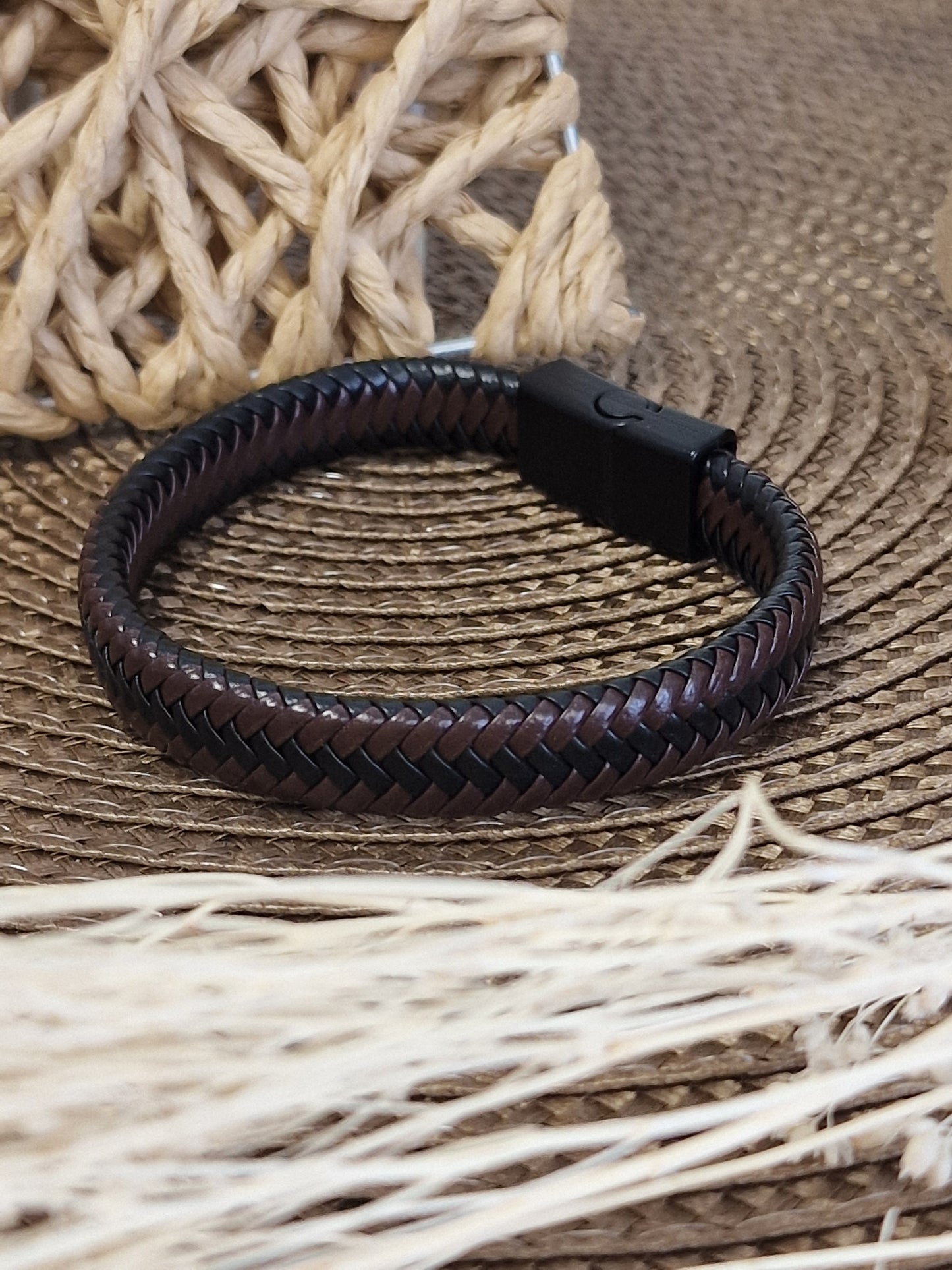 Notre Collection de Bijoux - Bracelet Masculin Tressé Tabac