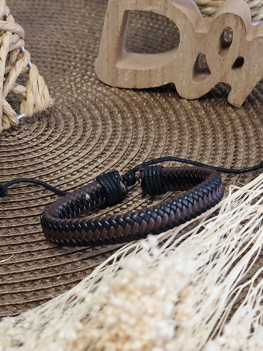 Notre Collection de Bijoux - Bracelet Masculin Tressé Tabac