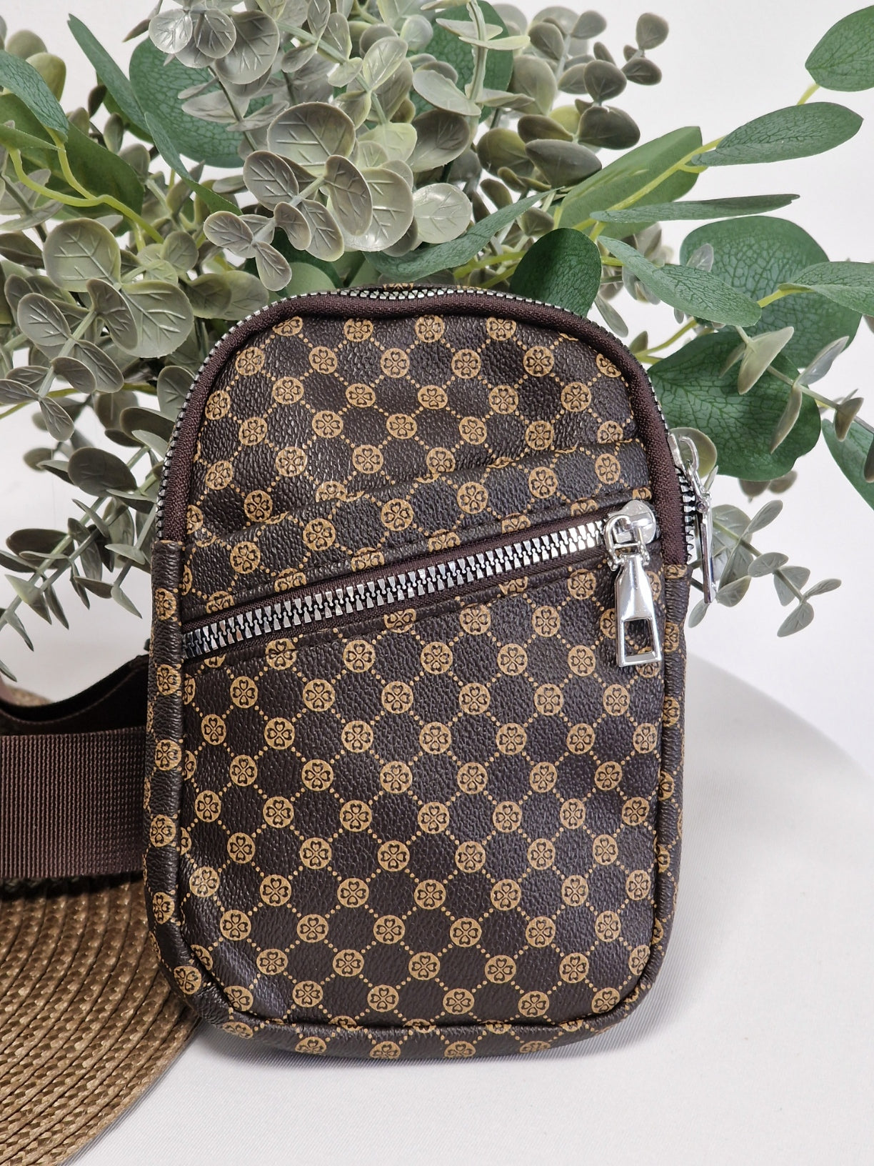 Pochette Zippé à Motif Bordeaux