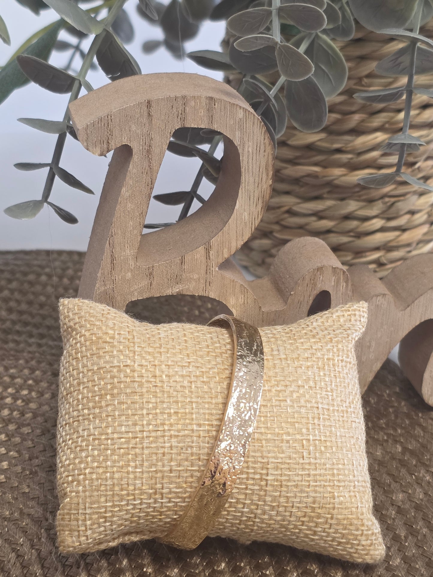 Notre Collection de Bijoux - Bracelet Manchette Texturé Doré