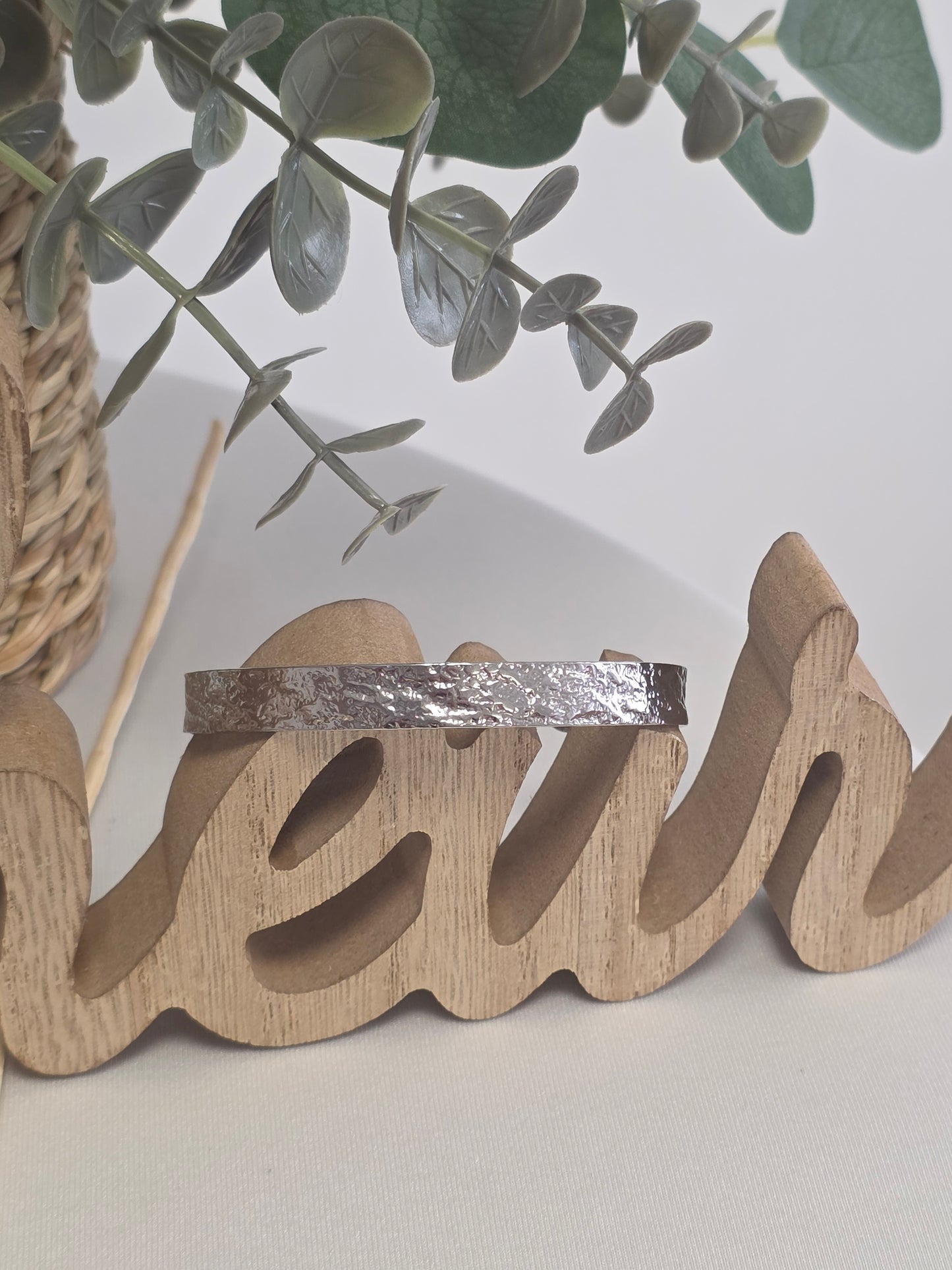 Notre Collection de Bijoux - Bracelet Manchette Texturé Argenté